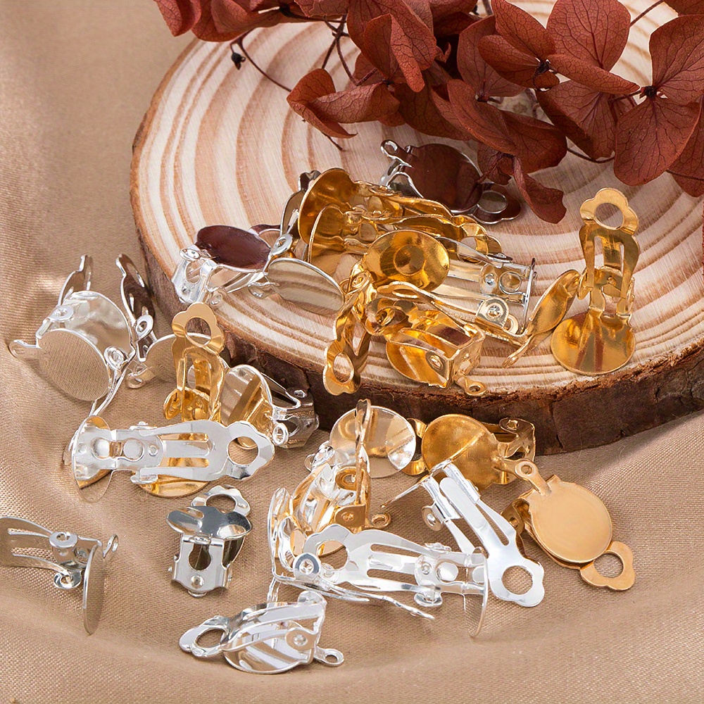 50pcs Fashion Frog Round Blank Ear Clip Base, DIY Supplies